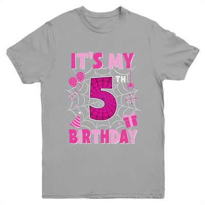 It's My 5th Birthday Spider Web Theme Party 5 Years Old Girl Youth Shirt | teecentury