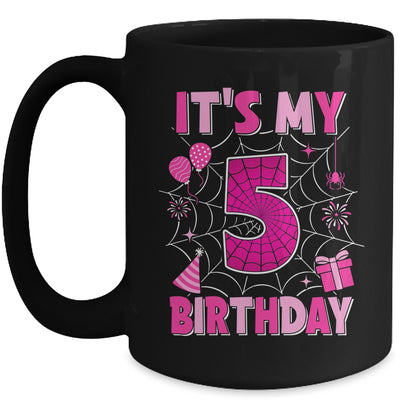 It's My 5th Birthday Spider Web Theme Party 5 Years Old Girls Mug | teecentury