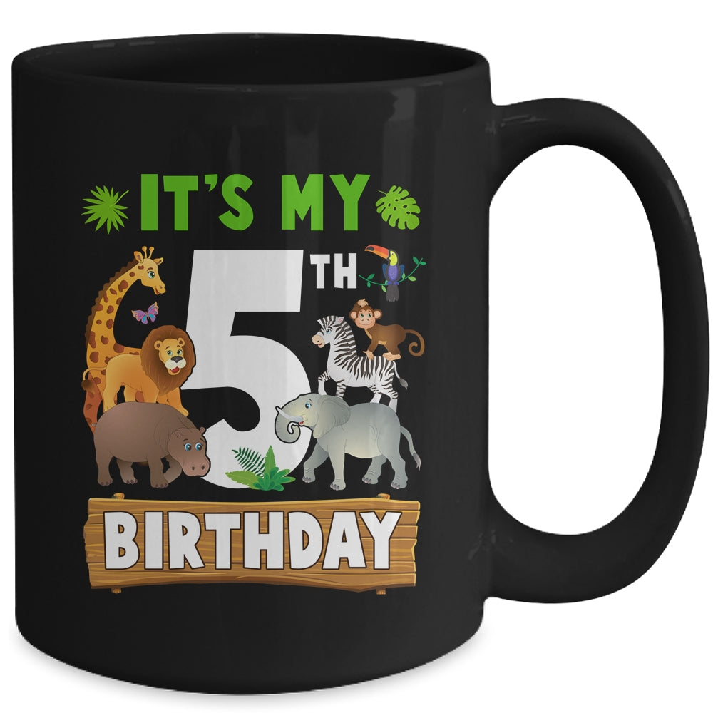 It's My 5th Birthday Zoo Jungle Safari 5 Years Old Birthday Mug | teecentury