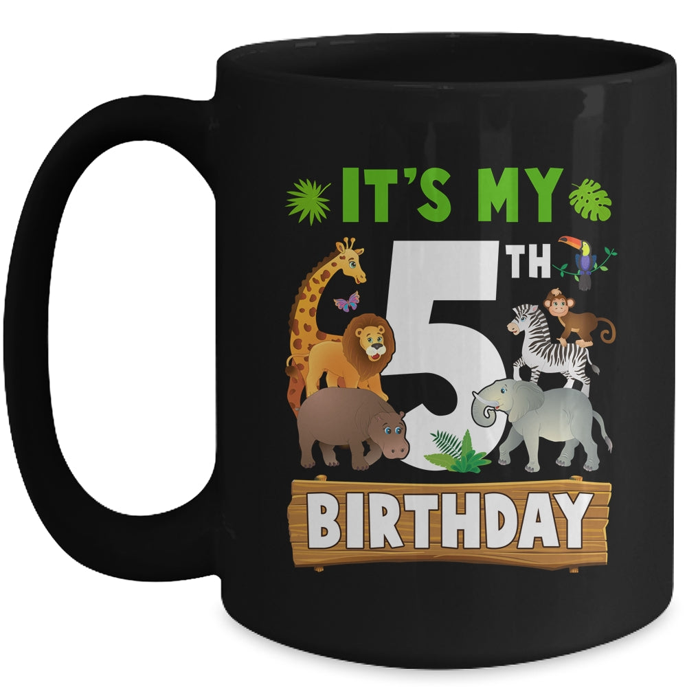 It's My 5th Birthday Zoo Jungle Safari 5 Years Old Birthday Mug | teecentury