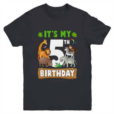 It's My 5th Birthday Zoo Jungle Safari 5 Years Old Birthday Youth Shirt | teecentury