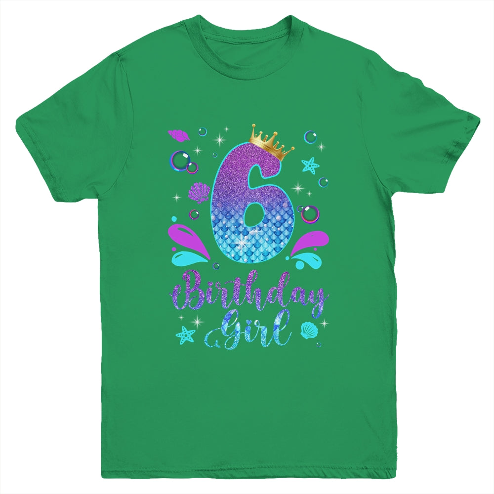 It's My 6th Bday Mermaid Funny Birthday Girls 6 Years Old Youth Shirt | teecentury