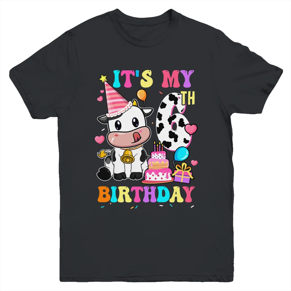 It's My 6th Birthday Dairy Cow Girls Funny 6 Year Old Youth Shirt | teecentury