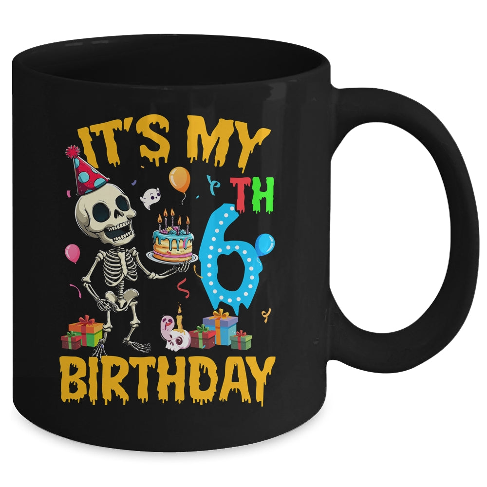 It's My 6th Birthday Party Halloween Skeleton Birthday Kids Mug | teecentury