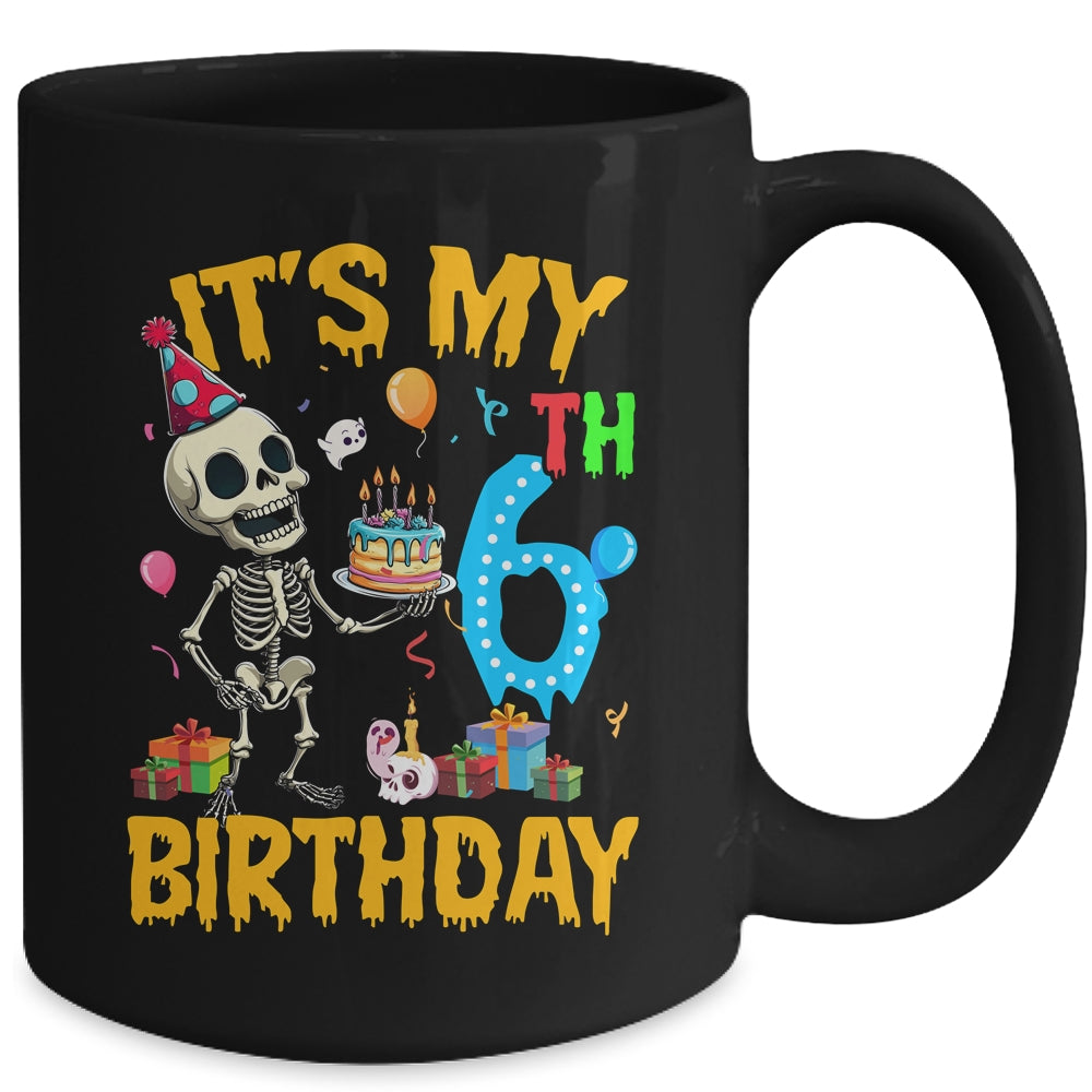 It's My 6th Birthday Party Halloween Skeleton Birthday Kids Mug | teecentury