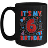 It's My 6th Birthday Spider Web Theme Party 6 Years Old Boys Mug | teecentury