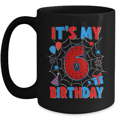 It's My 6th Birthday Spider Web Theme Party 6 Years Old Boys Mug | teecentury