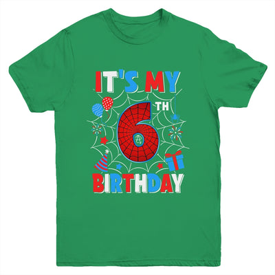 It's My 6th Birthday Spider Web Theme Party 6 Years Old Boys Youth Shirt | teecentury