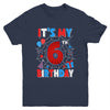 It's My 6th Birthday Spider Web Theme Party 6 Years Old Boys Youth Shirt | teecentury