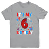 It's My 6th Birthday Spider Web Theme Party 6 Years Old Boys Youth Shirt | teecentury