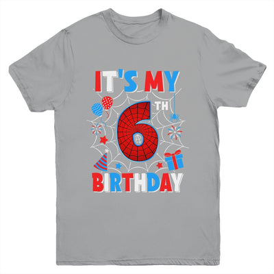 It's My 6th Birthday Spider Web Theme Party 6 Years Old Boys Youth Shirt | teecentury