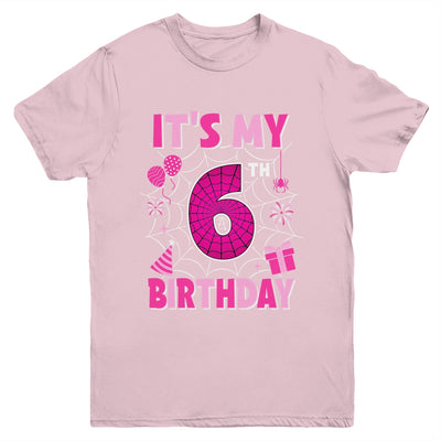 It's My 6th Birthday Spider Web Theme Party 6 Years Old Girl Youth Shirt | teecentury