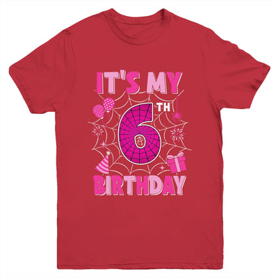 It's My 6th Birthday Spider Web Theme Party 6 Years Old Girl Youth Shirt | teecentury