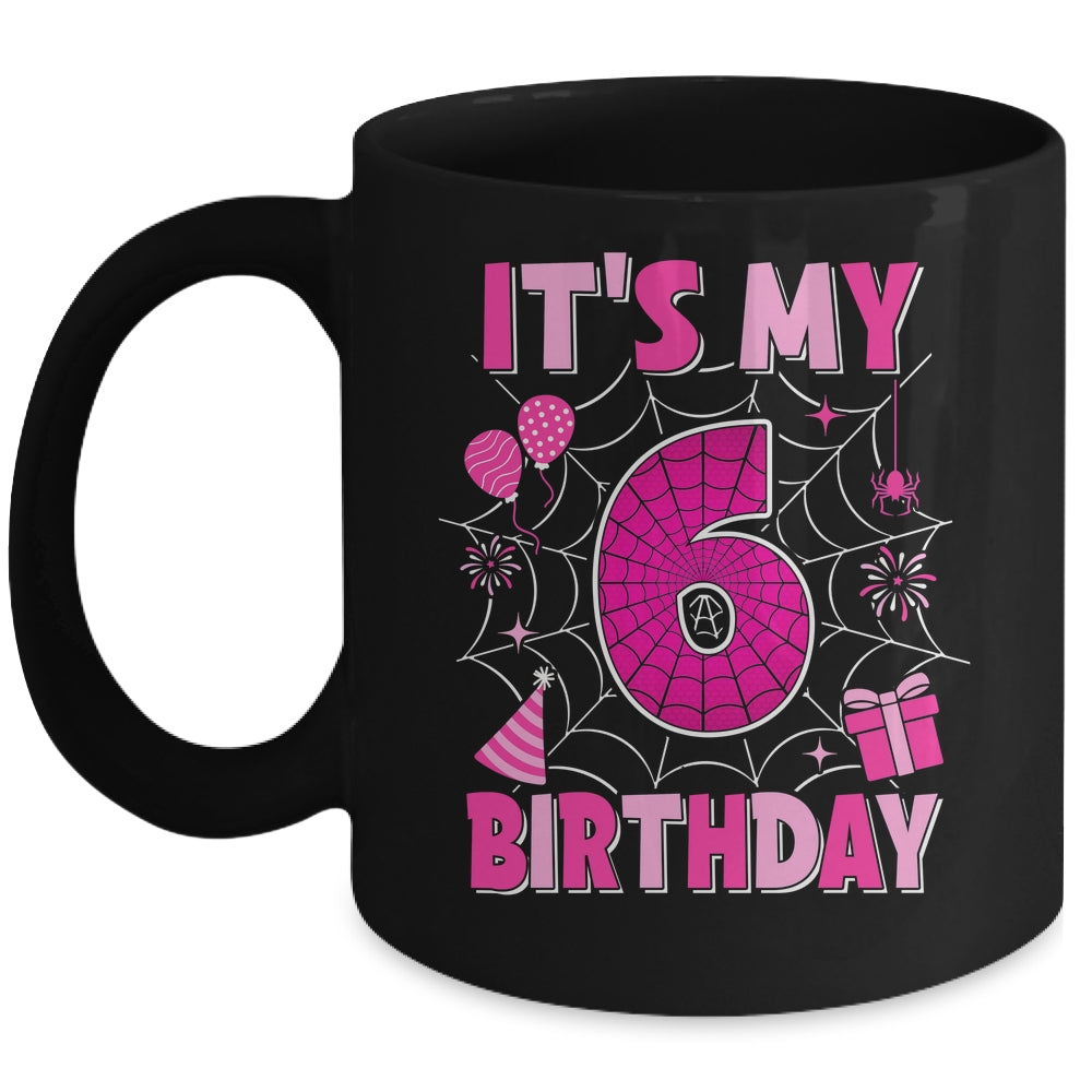 It's My 6th Birthday Spider Web Theme Party 6 Years Old Girls Mug | teecentury