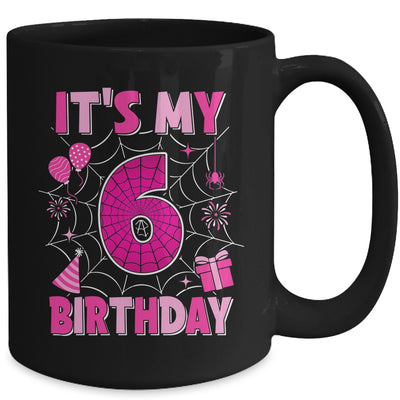 It's My 6th Birthday Spider Web Theme Party 6 Years Old Girls Mug | teecentury