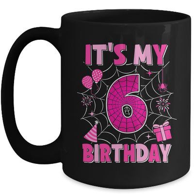 It's My 6th Birthday Spider Web Theme Party 6 Years Old Girls Mug | teecentury