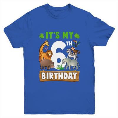 It's My 6th Birthday Zoo Jungle Safari 6 Years Old Birthday Youth Shirt | teecentury