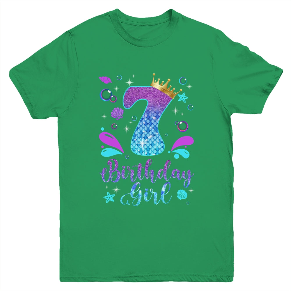 It's My 7th Bday Mermaid Funny Birthday Girls 7 Years Old Youth Shirt | teecentury