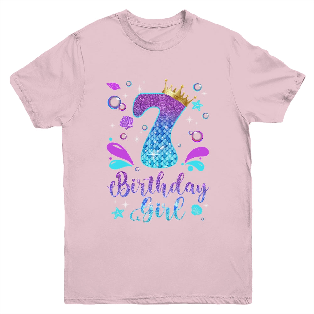 It's My 7th Bday Mermaid Funny Birthday Girls 7 Years Old Youth Shirt | teecentury