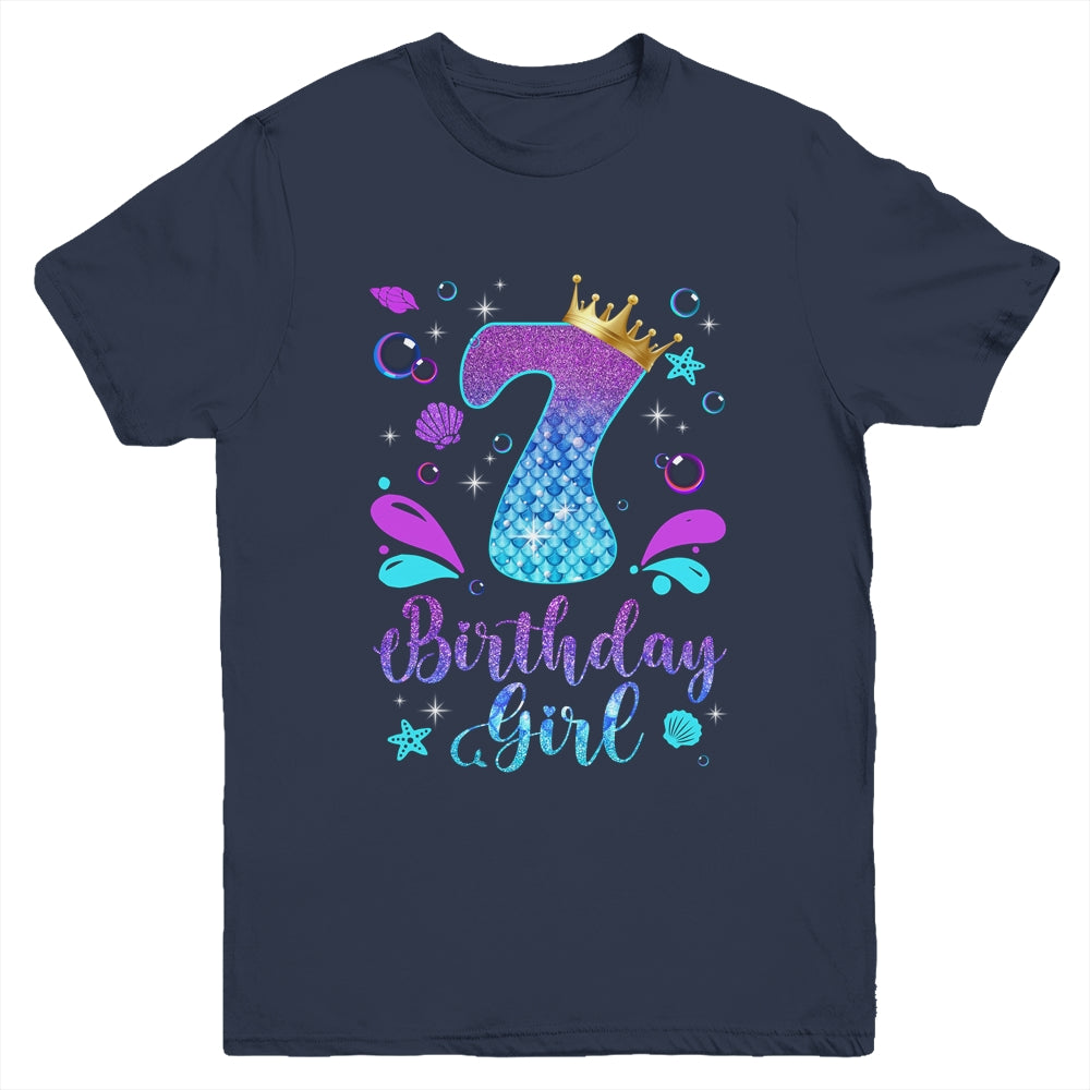 It's My 7th Bday Mermaid Funny Birthday Girls 7 Years Old Youth Shirt | teecentury