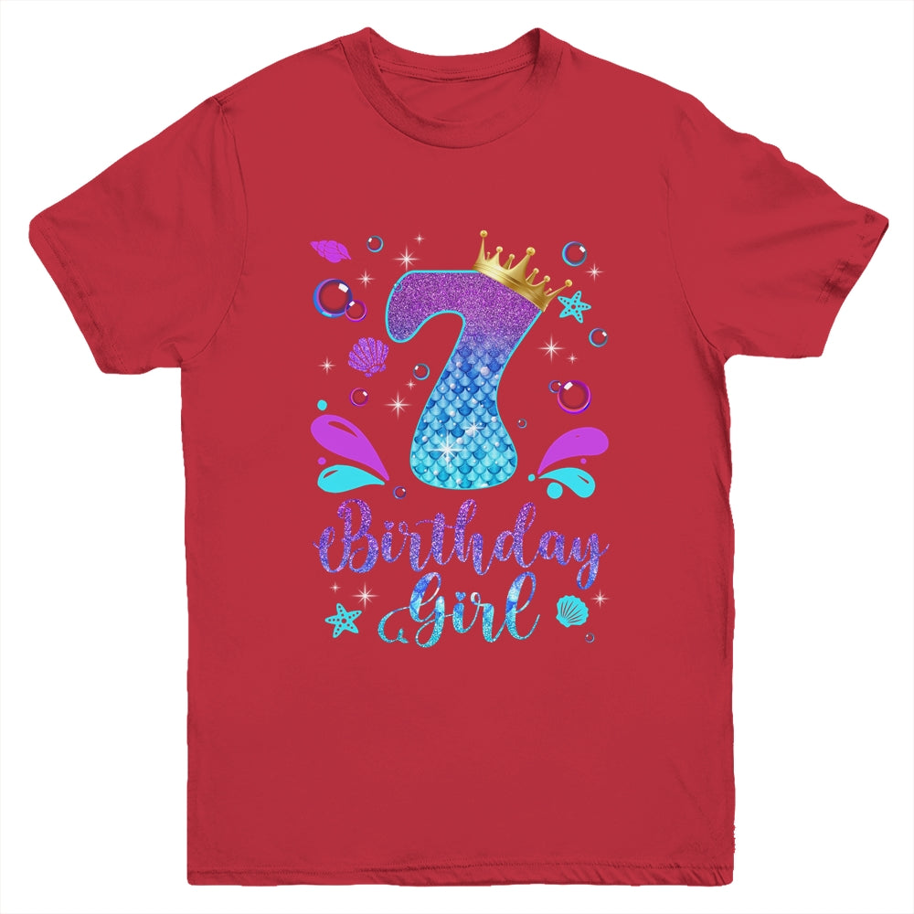 It's My 7th Bday Mermaid Funny Birthday Girls 7 Years Old Youth Shirt | teecentury