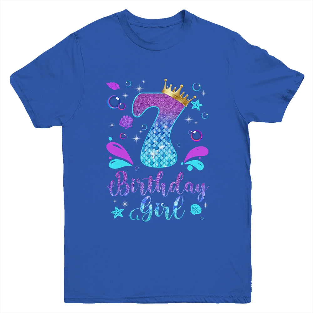 It's My 7th Bday Mermaid Funny Birthday Girls 7 Years Old Youth Shirt | teecentury
