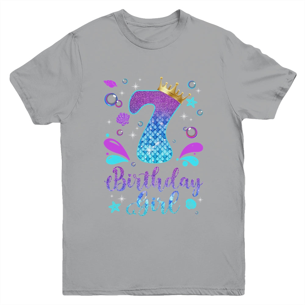 It's My 7th Bday Mermaid Funny Birthday Girls 7 Years Old Youth Shirt | teecentury