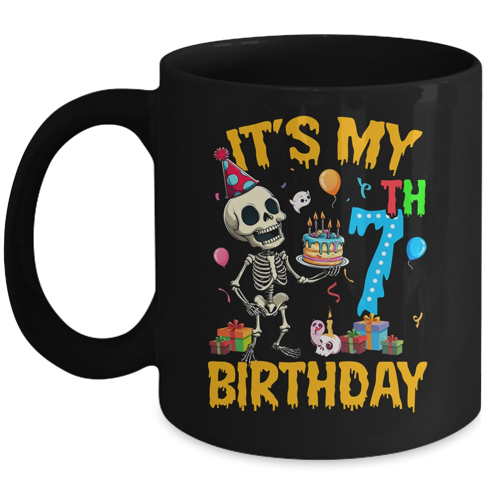 It's My 7th Birthday Party Halloween Skeleton Birthday Kids Mug | teecentury