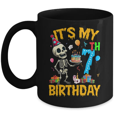 It's My 7th Birthday Party Halloween Skeleton Birthday Kids Mug | teecentury