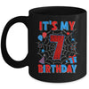 It's My 7th Birthday Spider Web Theme Party 7 Years Old Boys Mug | teecentury