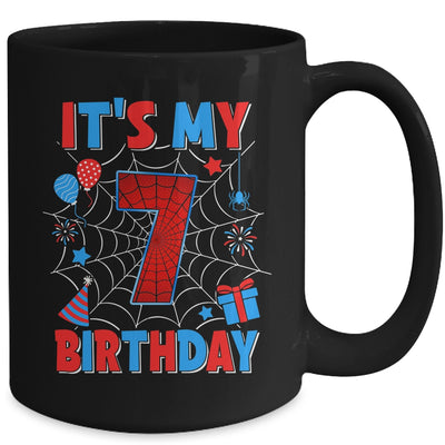 It's My 7th Birthday Spider Web Theme Party 7 Years Old Boys Mug | teecentury