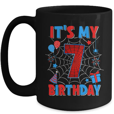 It's My 7th Birthday Spider Web Theme Party 7 Years Old Boys Mug | teecentury