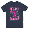 It's My 7th Birthday Spider Web Theme Party 7 Years Old Girl Youth Shirt | teecentury