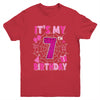 It's My 7th Birthday Spider Web Theme Party 7 Years Old Girl Youth Shirt | teecentury