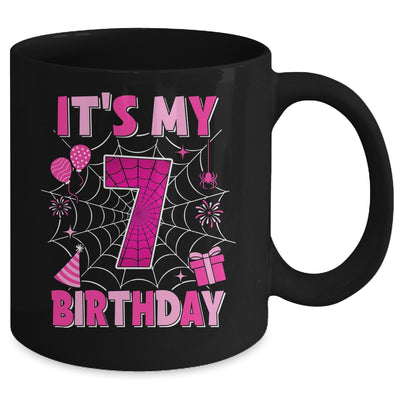 It's My 7th Birthday Spider Web Theme Party 7 Years Old Girls Mug | teecentury
