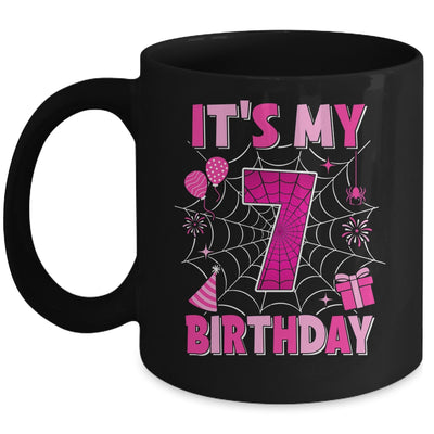It's My 7th Birthday Spider Web Theme Party 7 Years Old Girls Mug | teecentury
