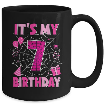 It's My 7th Birthday Spider Web Theme Party 7 Years Old Girls Mug | teecentury