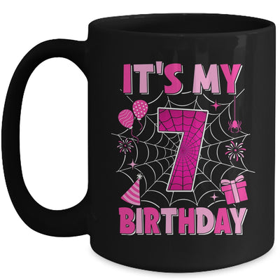 It's My 7th Birthday Spider Web Theme Party 7 Years Old Girls Mug | teecentury