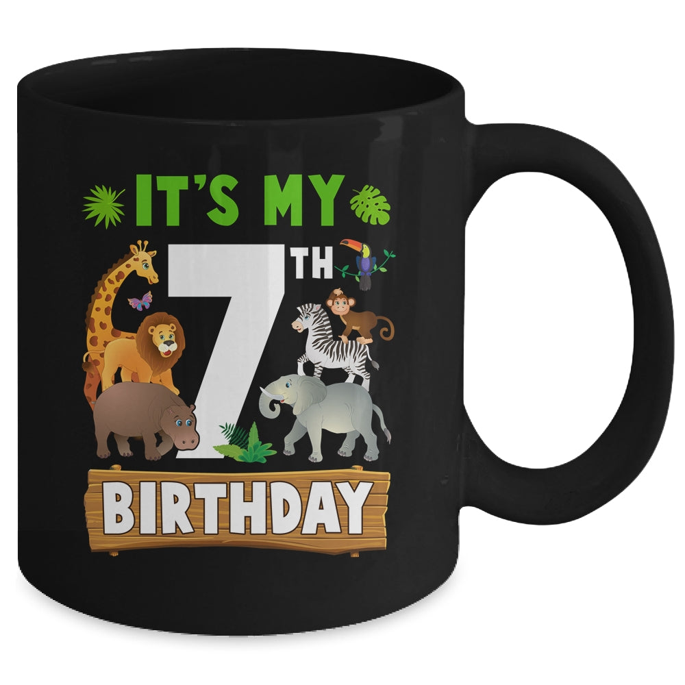 It's My 7th Birthday Zoo Jungle Safari 7 Years Old Birthday Mug | teecentury