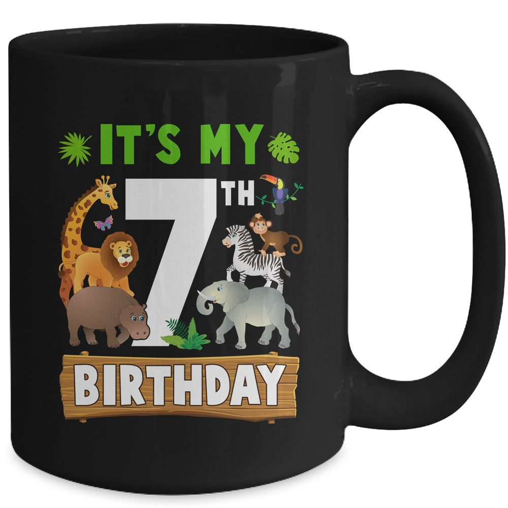It's My 7th Birthday Zoo Jungle Safari 7 Years Old Birthday Mug | teecentury