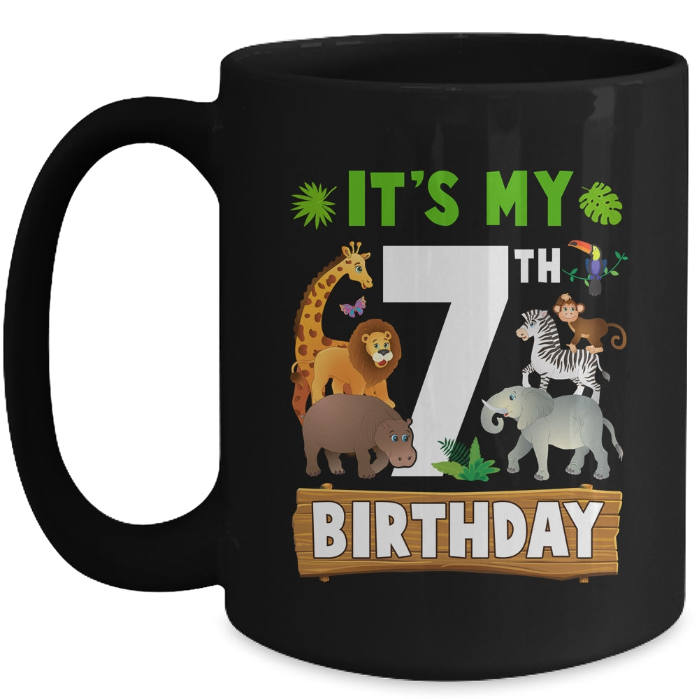 It's My 7th Birthday Zoo Jungle Safari 7 Years Old Birthday Mug | teecentury