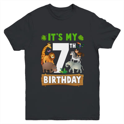 It's My 7th Birthday Zoo Jungle Safari 7 Years Old Birthday Youth Shirt | teecentury