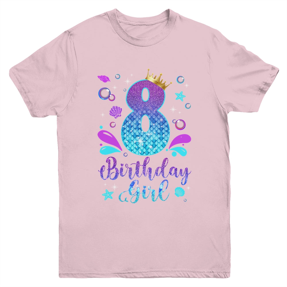 It's My 8th Bday Mermaid Funny Birthday Girls 8 Years Old Youth Shirt | teecentury
