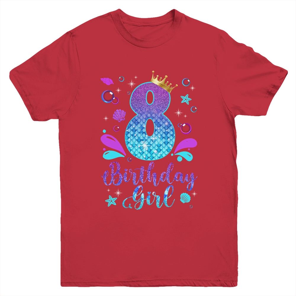 It's My 8th Bday Mermaid Funny Birthday Girls 8 Years Old Youth Shirt | teecentury