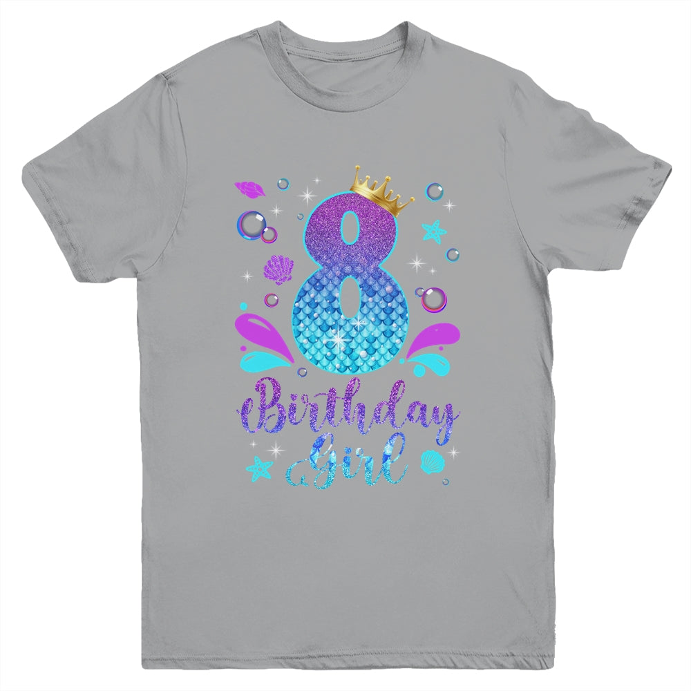 It's My 8th Bday Mermaid Funny Birthday Girls 8 Years Old Youth Shirt | teecentury