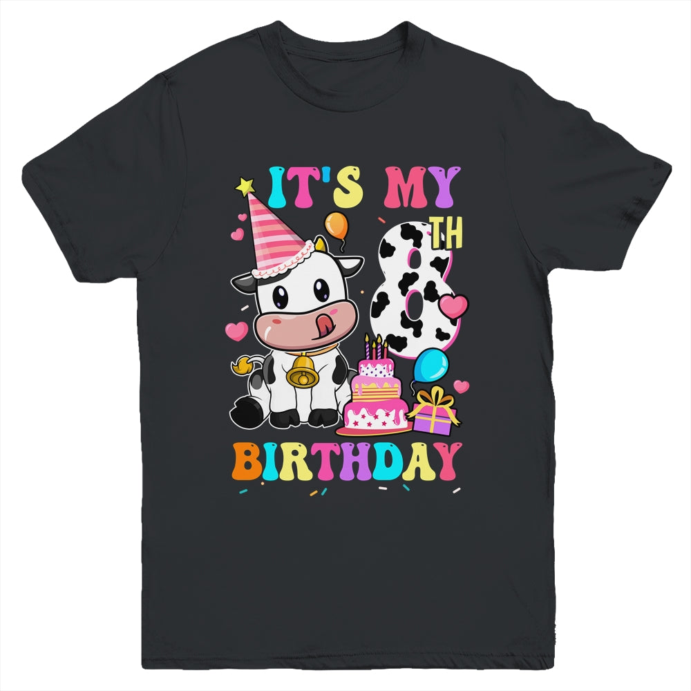 It's My 8th Birthday Dairy Cow Girls Funny 8 Year Old Youth Shirt | teecentury