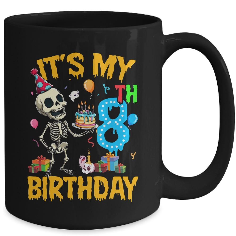 It's My 8th Birthday Party Halloween Skeleton Birthday Kids Mug | teecentury