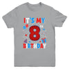 It's My 8th Birthday Spider Web Theme Party 8 Years Old Boys Youth Shirt | teecentury