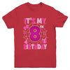 It's My 8th Birthday Spider Web Theme Party 8 Years Old Girl Youth Shirt | teecentury