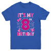 It's My 8th Birthday Spider Web Theme Party 8 Years Old Girl Youth Shirt | teecentury